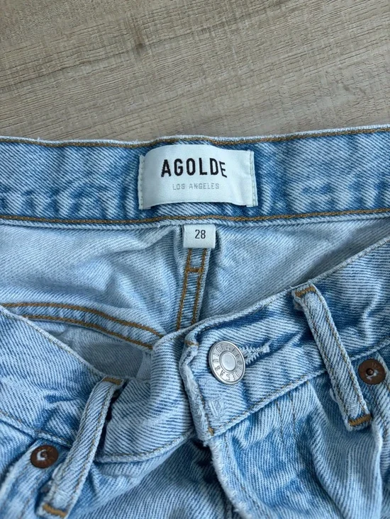 AGOLDE 90s High Rise Cropped Straight Jeans Nerve Light Wash Denim Raw Hem 28 - Picture 8 of 12